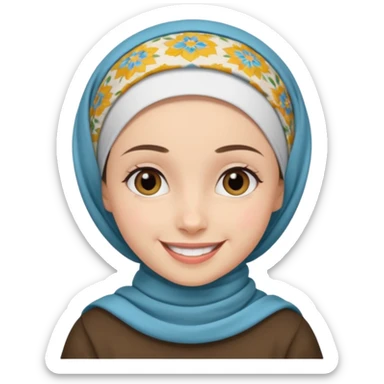 young modest jewish girl head covering tichel sticker