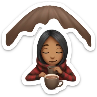 girl under planket with hot chocolate  sticker