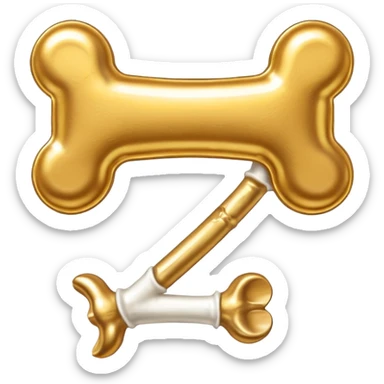 please generate an emoji of a  golden plated dog treat in the shape of a bone sticker