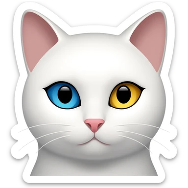 White Cat art nouveau with one blue eye and one golden eye sticker