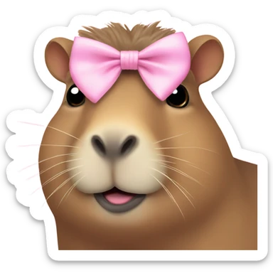 capybara with light pink bow in hair sticker
