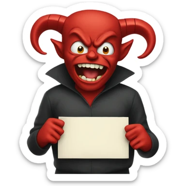 Devil holding sign saying Rebel’s fault sticker