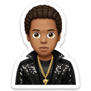 Jay-Z with dark brown hair, black sequin outfit sticker