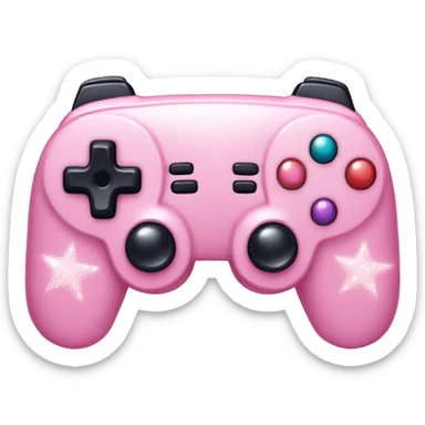 pink gamepad with white sparkles, kawaii sticker