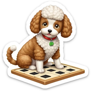 Cat playing tic-tac-toe with a poodle sticker