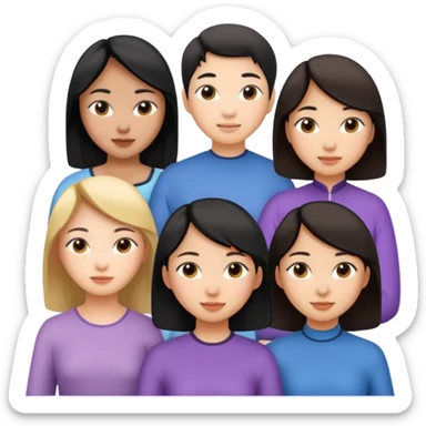 Friendship - relationship of mutual affection between people -  girls and a boy of various races with at least one asian girl. Show their necks, and shoulders please sticker