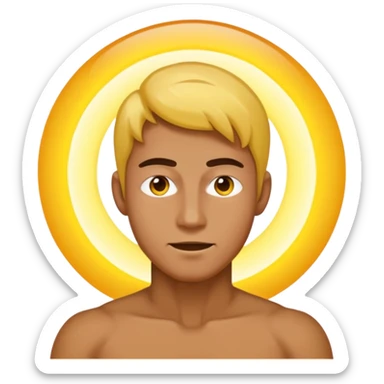 A man with no shirt and oura surrounding him like goku sticker