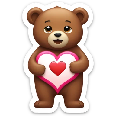 Bear with heart hug sticker