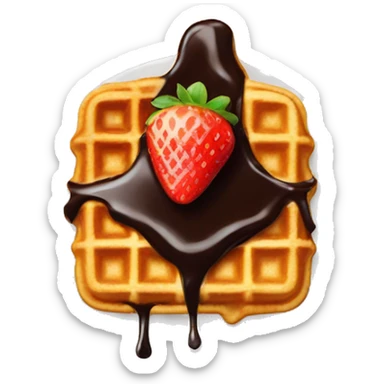 Waffle with chocolate sauce and strawberry on top  sticker