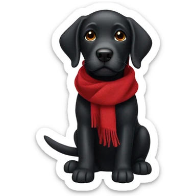 Black labrador wearing a red scarf sticker
