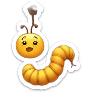 Fuzzy Worm on a string sticker