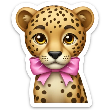 Cheetah with a pink bow  sticker