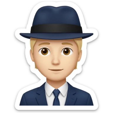 Mobster in Blue Suit – Young blonde man, navy blue suit, black hat.



 sticker