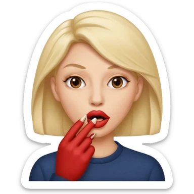 Big lips long nails bestie circle head biting her 1 nail sticker