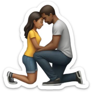 Girl kneeling in front of man sticker