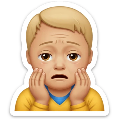 Crea un emoji de una persona con síndrome de Danw llorando sticker