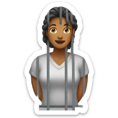 A woman in a jail cell sticker