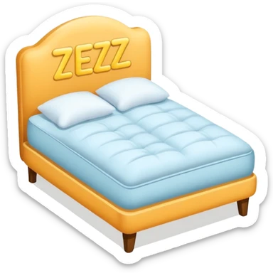 a bed with a pillow and Zzz symbols, simple and inviting sticker
