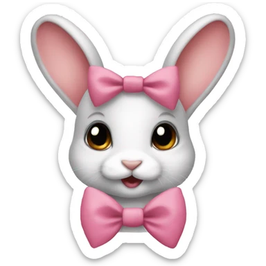 Baby bunny with coquette bow on ear sticker