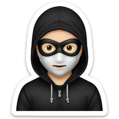 burglar with mask and black white clothes sticker
