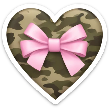 Camouflage heart with light pink bow tied around sticker