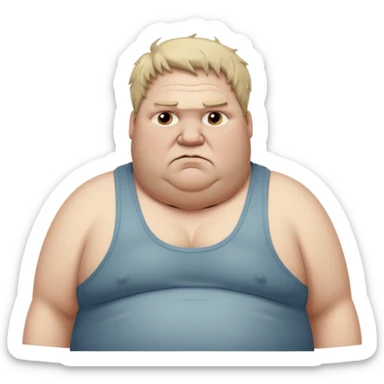 extremely morbidly obese middle aged white man in wifebeater with  dirty appearance. His hair is very greasy and he looks lazy and uncaring sticker