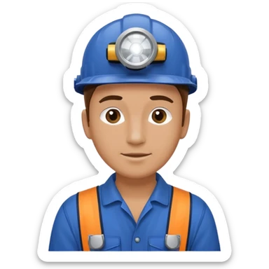 Technician + headlamp + blue jumpsuit, Repair Crew. sticker