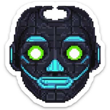 AI face with neon highlights, friendly but with a hint of spookiness sticker