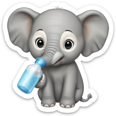 Baby elephant with bottle  sticker