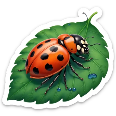  cute BLUE lady bug on leaf sticker