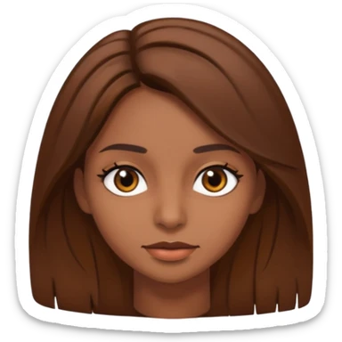 Chica morena con el pelo café medio largo en capas bonita con ojos negros  sticker