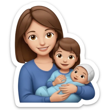 Mother holding infant brown hair fair skin sticker