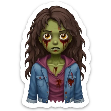 garota zumbi morena de cabelos castanho escuro e ondulados sticker
