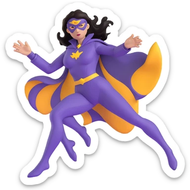 female superhero in a soft purple and black suit, magic swirling from hand sticker