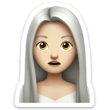 Angry pale girl with long black hair  sticker