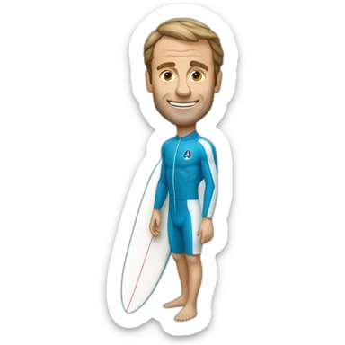 Macron avec une glace qui fait du surf sticker
