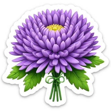 bouquet Lavender Chrysanthemum, luxuriant, leaf, bud sticker