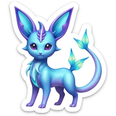 Shiny Nebulae Espeon-Lumineon-Vaporeon-Amaura-Dragonair-Fakémon-hybrid-creature (full body)  sticker
