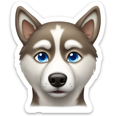 Tan husky with one blue eye and one brown eye sticker
