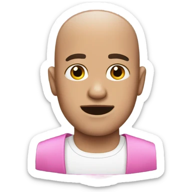 Man with pink skin and a buzz cut sticker