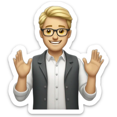 White man with glasses smiling and giving applauses by clapping hands  sticker