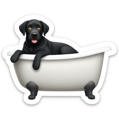 Black lab in bathtub  sticker