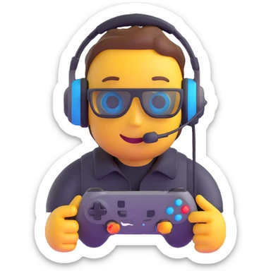 gaming emoji with a headset and joystick sticker