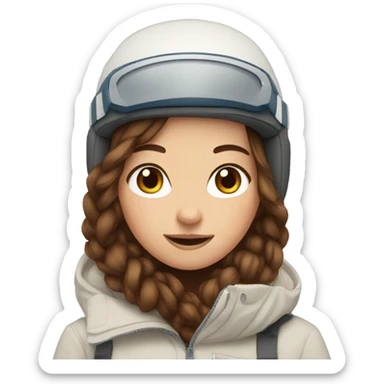 girl with brown hair snowboarding  sticker