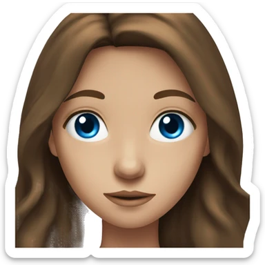 long brown hair teenager with blue eyes sticker