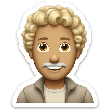man with curly beige hair sticker