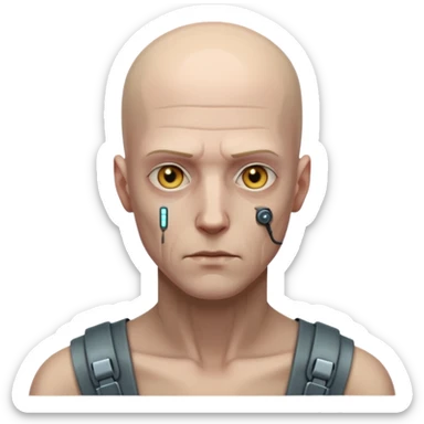 cyberpunk poor man whihout hair sticker