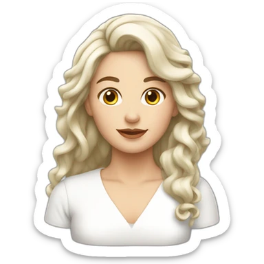 Femme blanche cheveux châtain mi long sticker