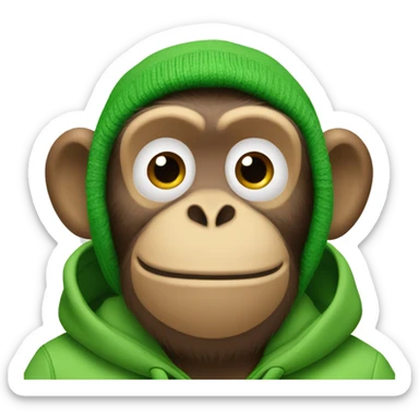 Monkey wearing a green beanie and green AirPods Max sticker