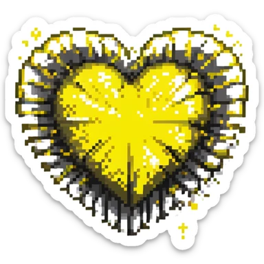 yellow heart with black stripes, pulsating with yellow energy particles sticker